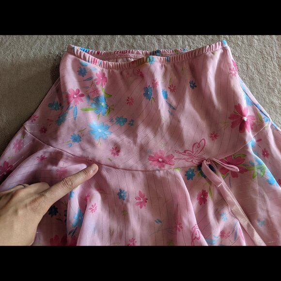 Pink Floral Asymmetrical Barbie Skirt - Picture 3 of 8